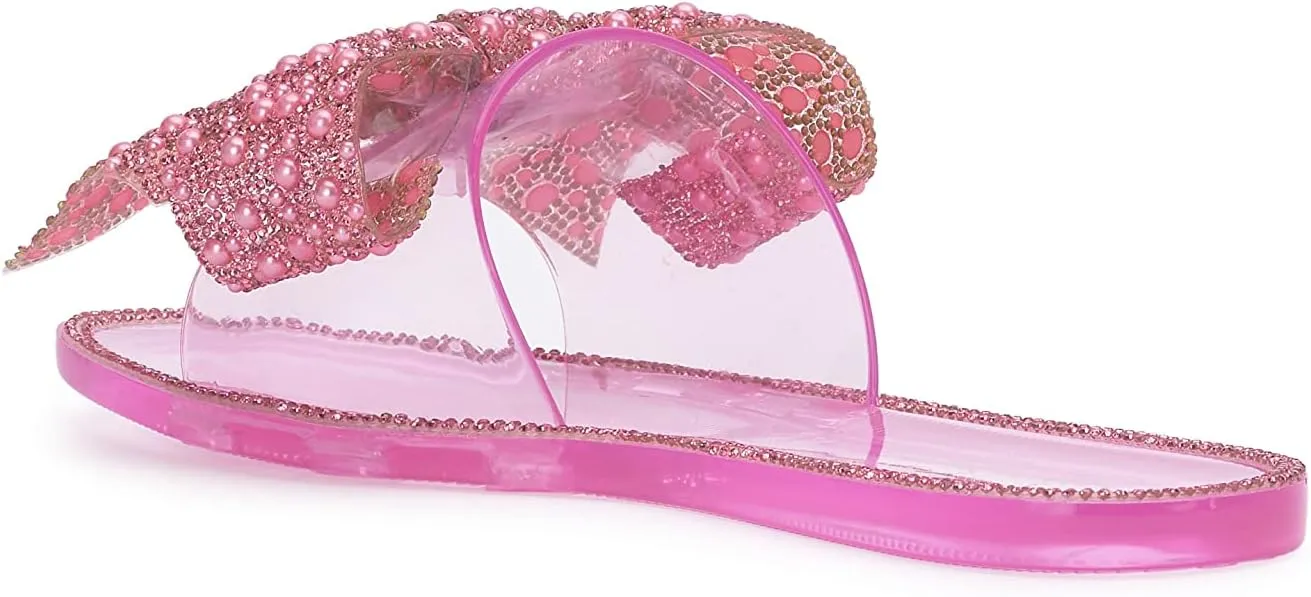 Jessica Simpson Womens Kilenya Bow Slip On Slide Sandals