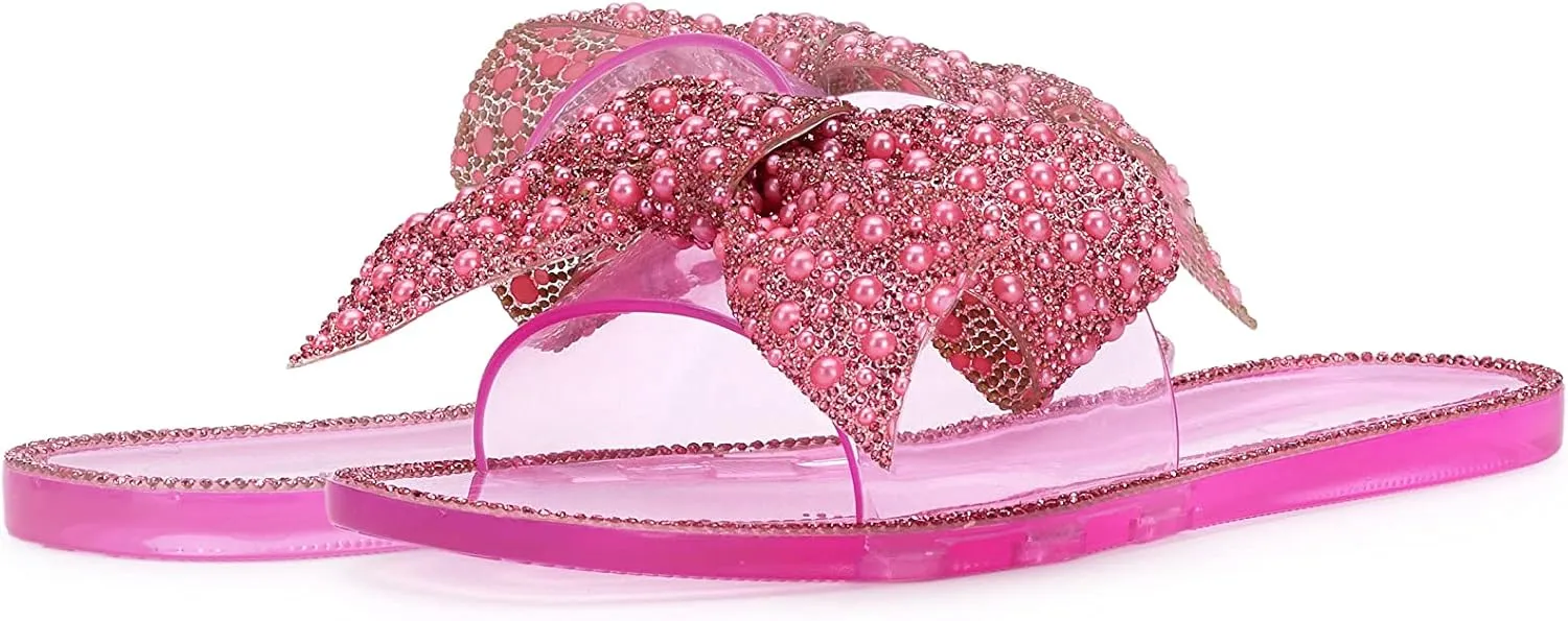 Jessica Simpson Womens Kilenya Bow Slip On Slide Sandals