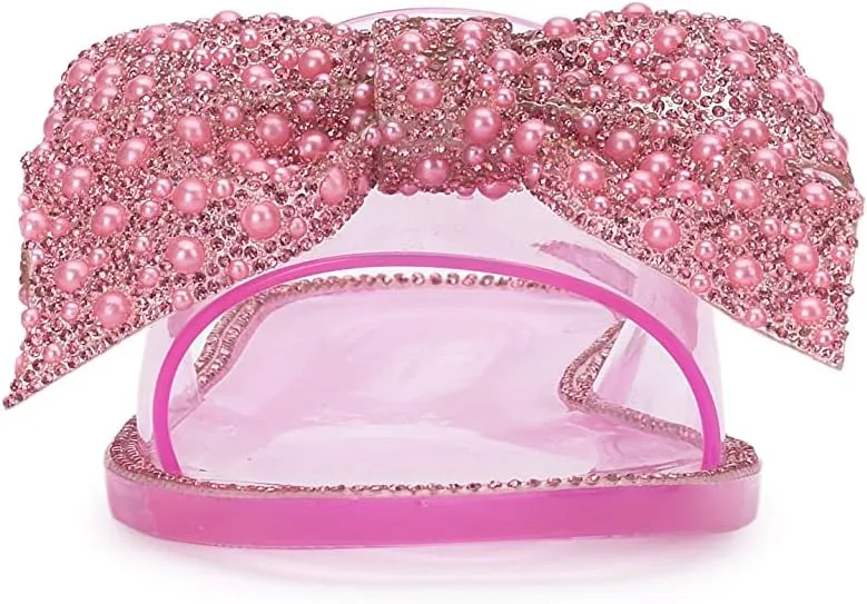 Jessica Simpson Womens Kilenya Bow Slip On Slide Sandals