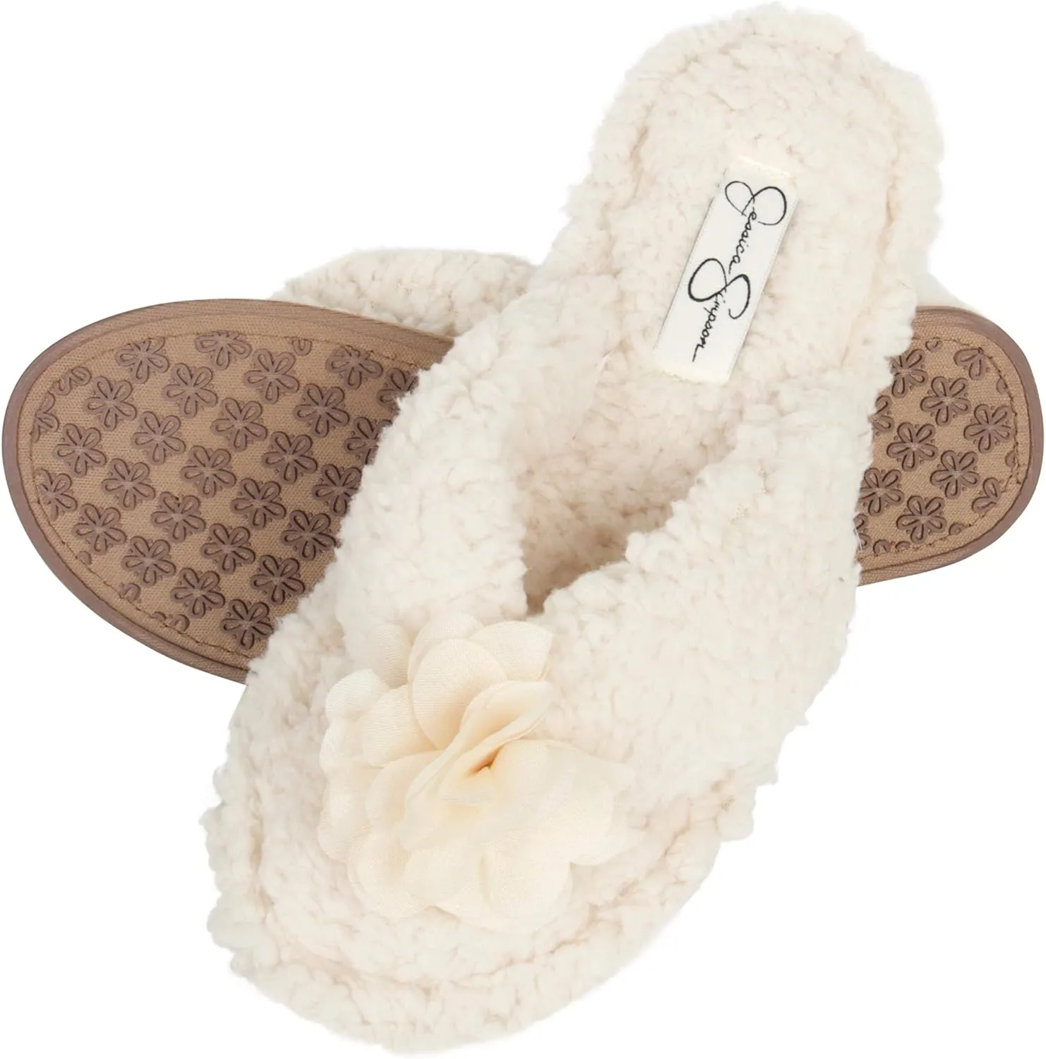 Jessica Simpson Women's Plush Marshmallow Slide-On Sandal House Slippers with Memory Foam