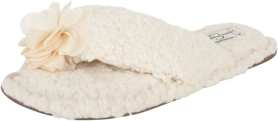 Jessica Simpson Women's Plush Marshmallow Slide-On Sandal House Slippers with Memory Foam