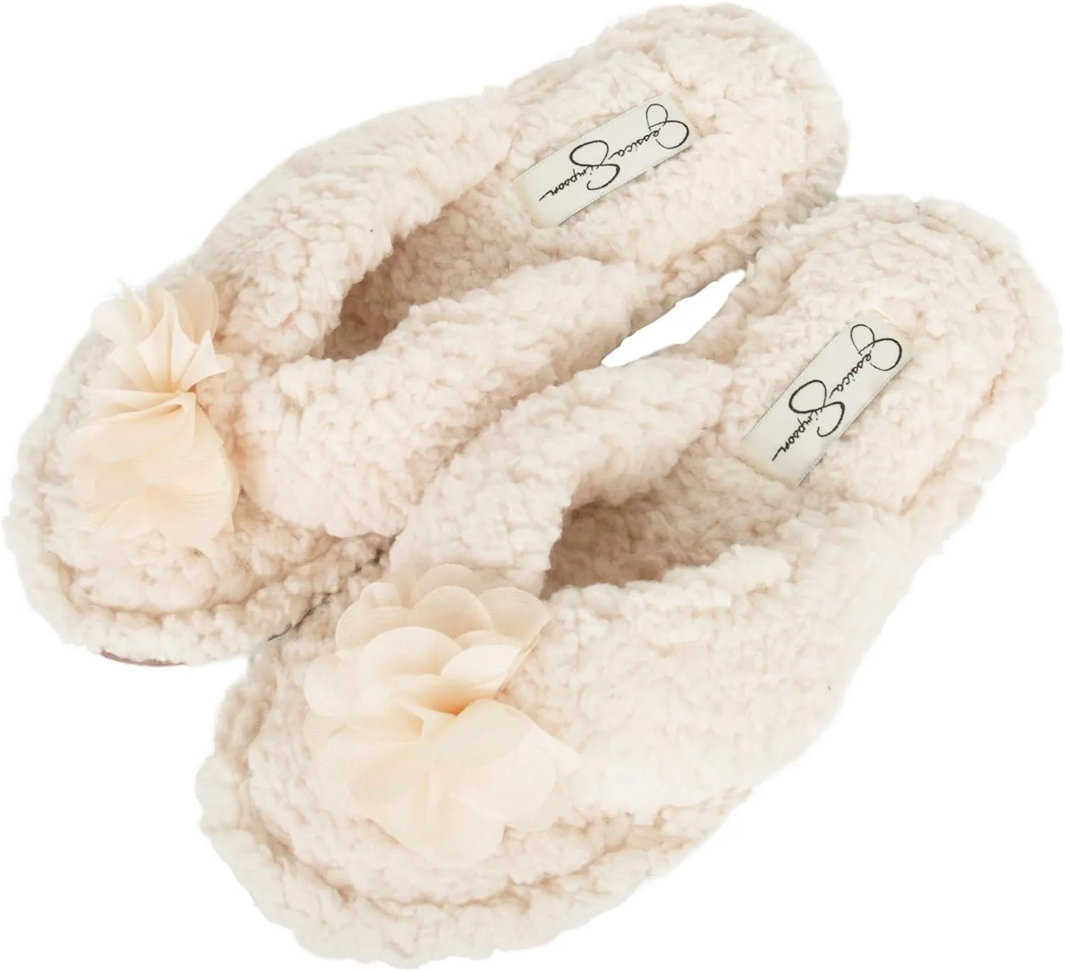 Jessica Simpson Women's Plush Marshmallow Slide-On Sandal House Slippers with Memory Foam