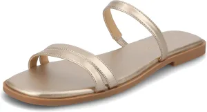 Journee Collection Womens Brisa Slip On Flat Sandals Multi Strap Cushioned Open Square Toe Spring Summer Shoe