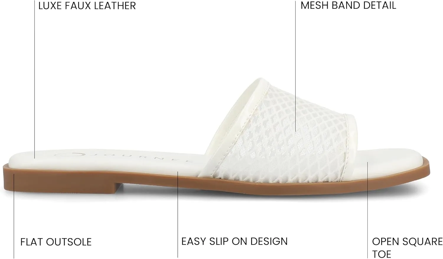 Journee Womens cushioned footbed Sandals Mesh Sandals Breckley Flat Sole Mesh Straps Open Toe