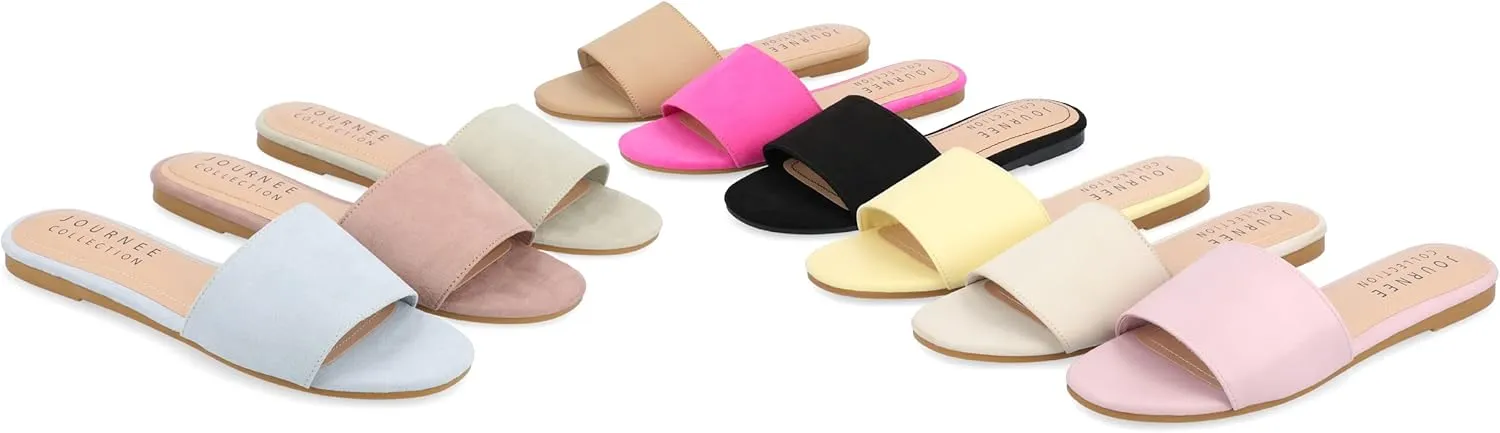 Journee Womens Kolinna Tru Comfort Foam Slip On Flat Sandals