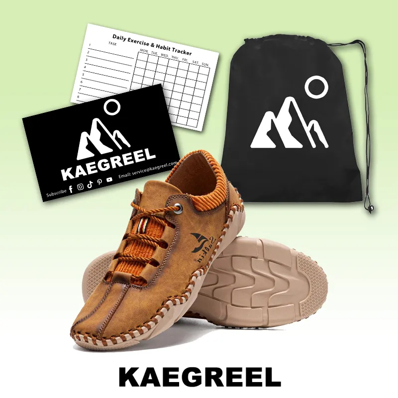 Kaegreel Men Hand Stitching Leather Non Slip Casual Driving Shoes