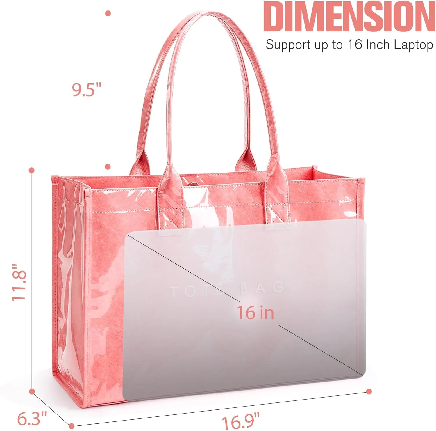 KALIDI PVC Tote Bag Women’s Kraft Paper Work Handbags Purses with Top Handle