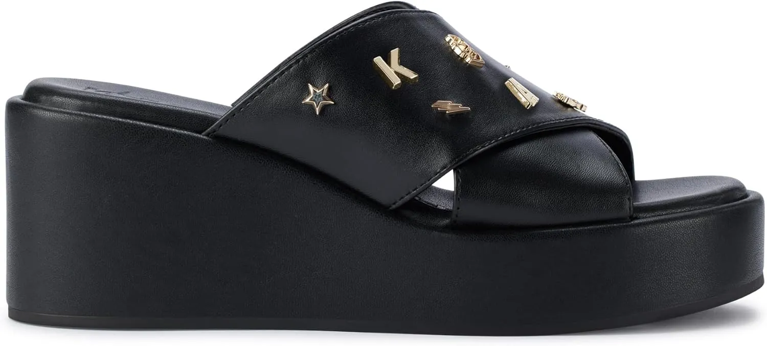 Karl Lagerfeld Paris Women's Cushioned Insole Everyday Caleigh-X Band Wedge Sandal Oxford Flat