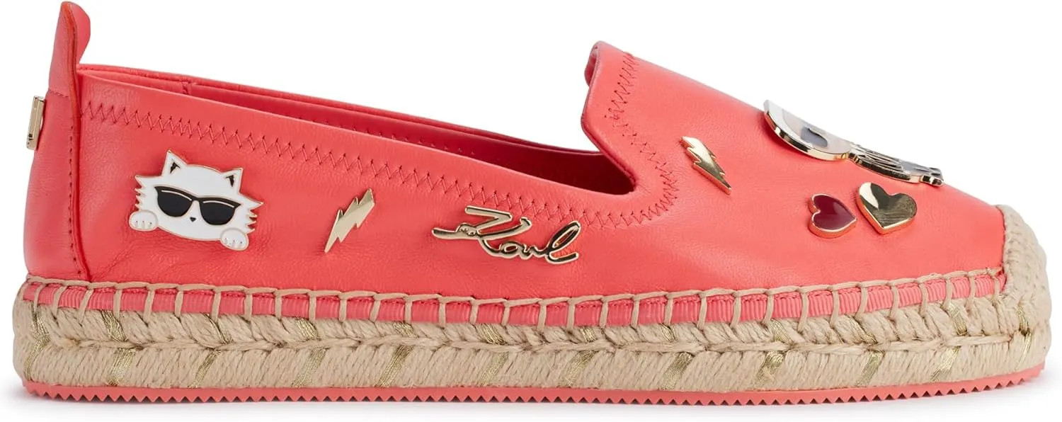 KARL LAGERFELD Women's Cushioned Insole Everyday Michaela-Flat Espadrille Platform