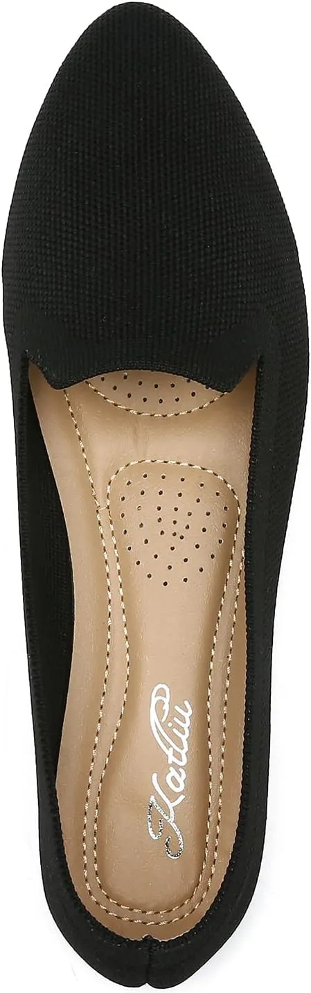 katliu Women's Flats Knit Comfort Pointed Toe Ballet Flats Shoes Casual Slip On Shoes