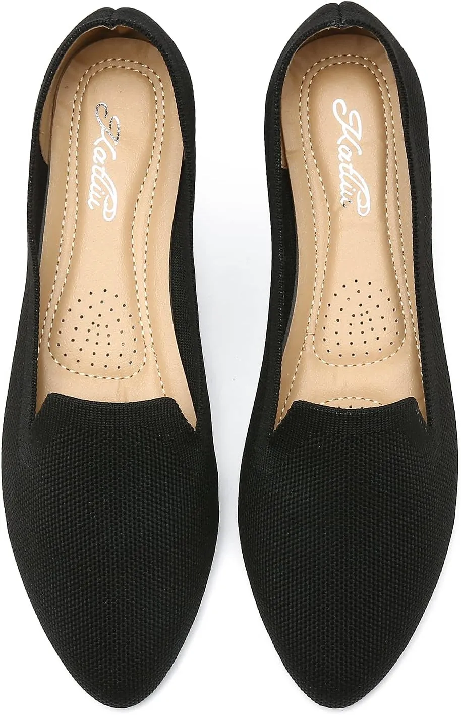 katliu Women's Flats Knit Comfort Pointed Toe Ballet Flats Shoes Casual Slip On Shoes