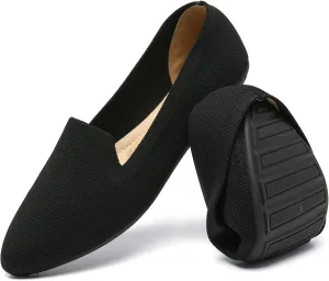 katliu Women's Flats Knit Comfort Pointed Toe Ballet Flats Shoes Casual Slip On Shoes