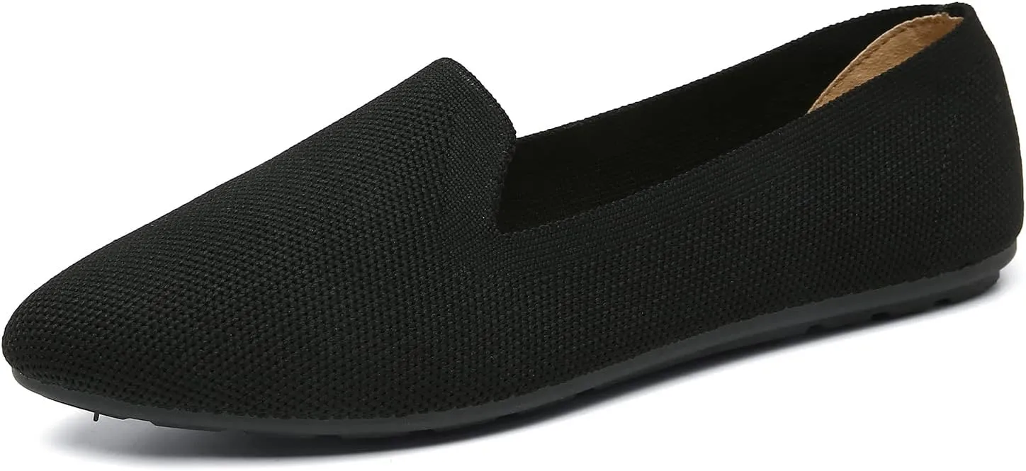 katliu Women's Flats Knit Comfort Pointed Toe Ballet Flats Shoes Casual Slip On Shoes