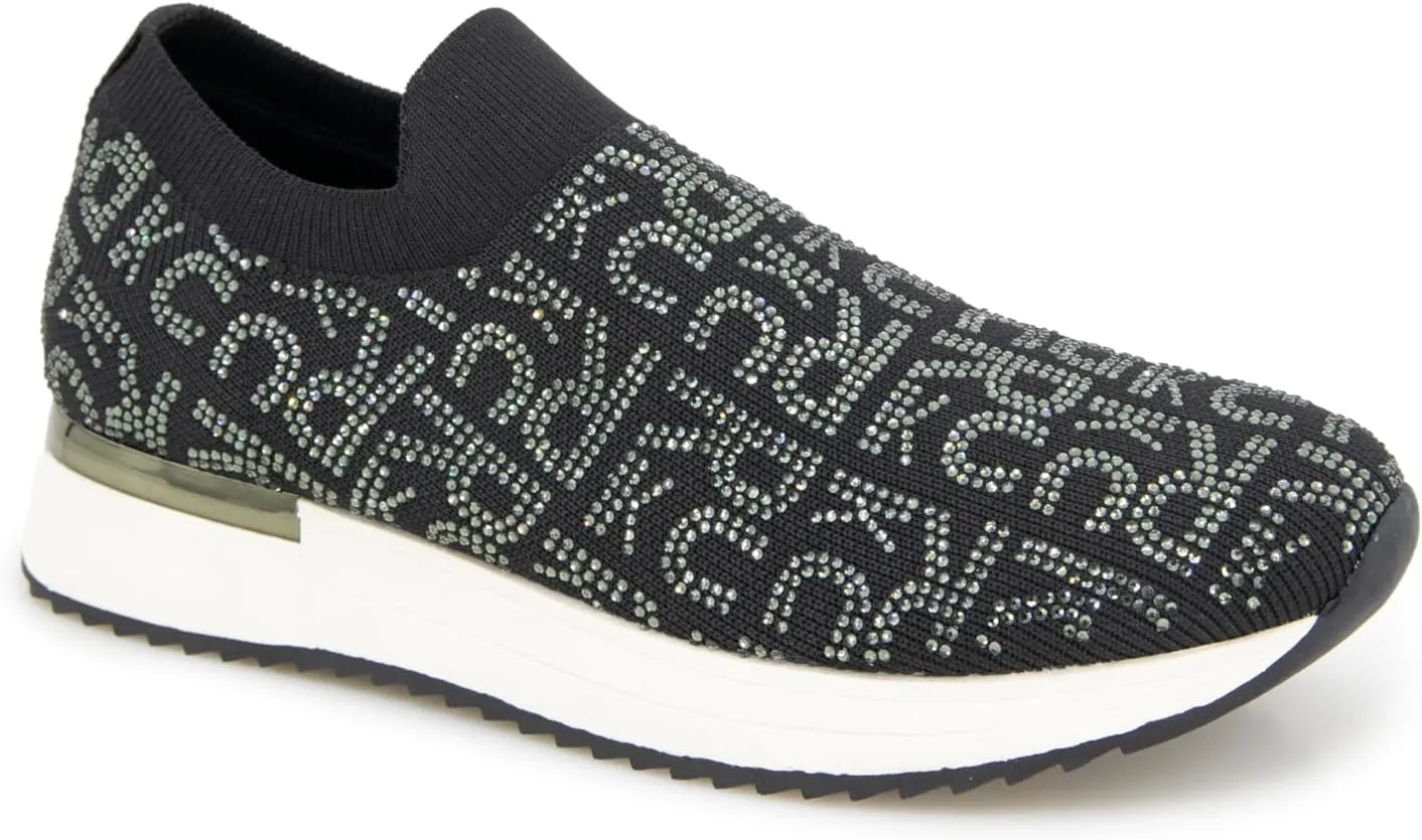 Kenneth Cole REACTION Women's Cameron Jewel Jogger Sneaker, Black Logo, 9 Wide