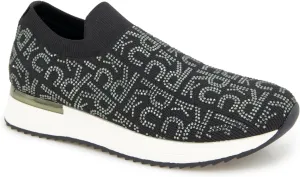 Kenneth Cole REACTION Women's Cameron Jewel Jogger Sneaker, Black Logo, 9 Wide