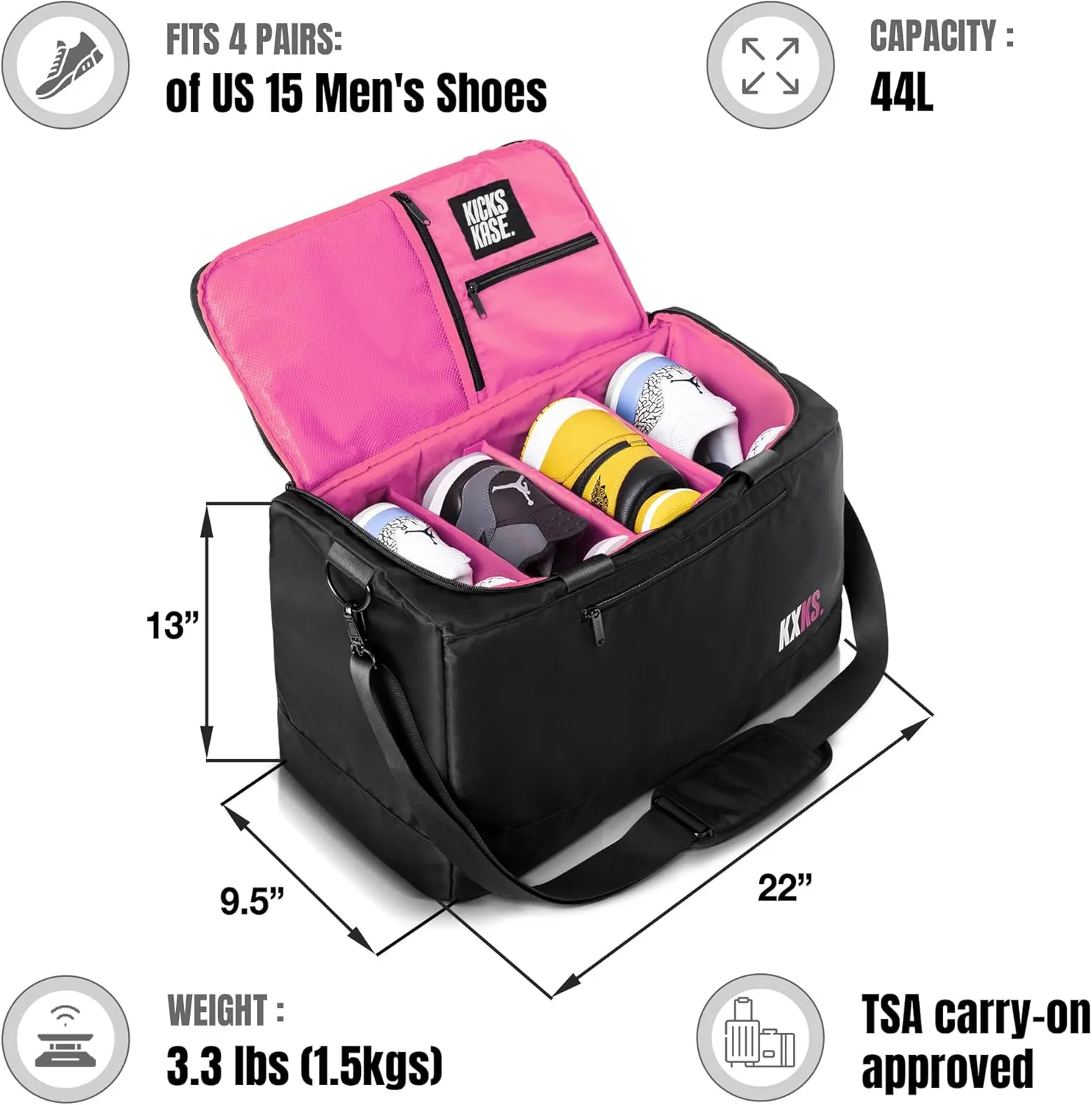 Kicks Kase Essential Sneaker Duffle Bag - Travel Duffel Bags for Shoes, Travel Sneaker Bag, Perfect Gym Sports Bag, Traveling & Luggage, Heavy Duty Travel Accessories