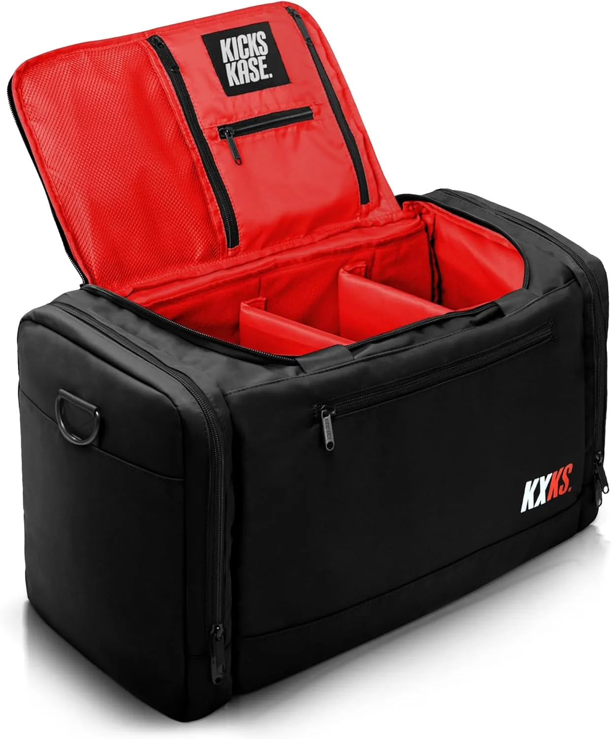 (Kicks Kase Premium Sneaker Bag & Travel Duffel Bag - 3 adjustable compartment dividers - For shoes, clothing and gym