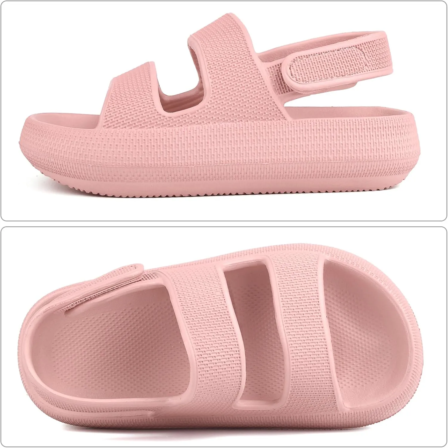 Kids Cloud Sandals丨Boys Girls Slide Sandals丨Unisex-Child EVA Thick Sole Water Sandals with Adjustable Backstrap丨Double Strap Summer Shoes