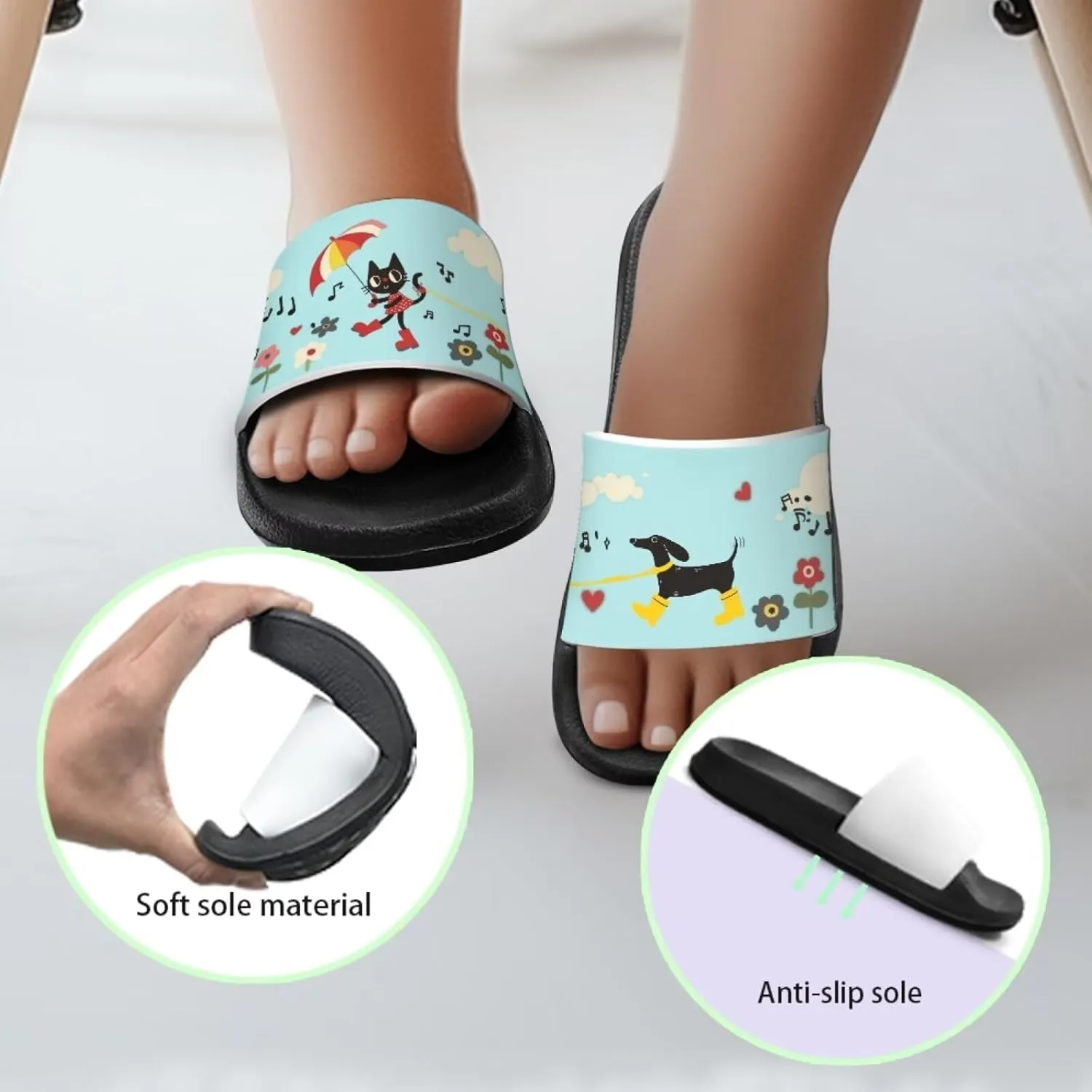 Kids Slide Sandals Footbed Sandal Comfort Toddler Slip On Summer Slippers for Beach Pool Little Big Kid