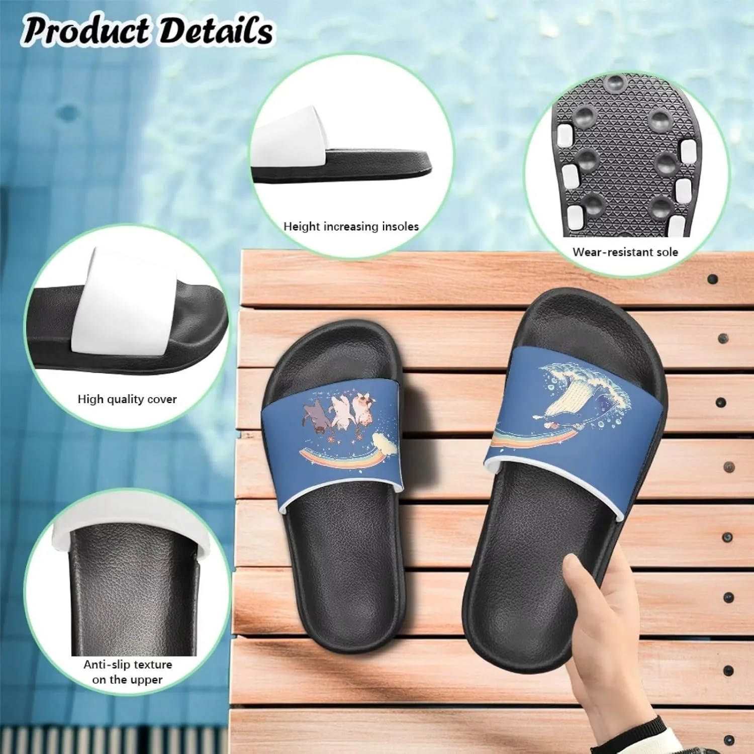 Kids Slide Sandals Footbed Sandal Comfort Toddler Slip On Summer Slippers for Beach Pool Little Big Kid