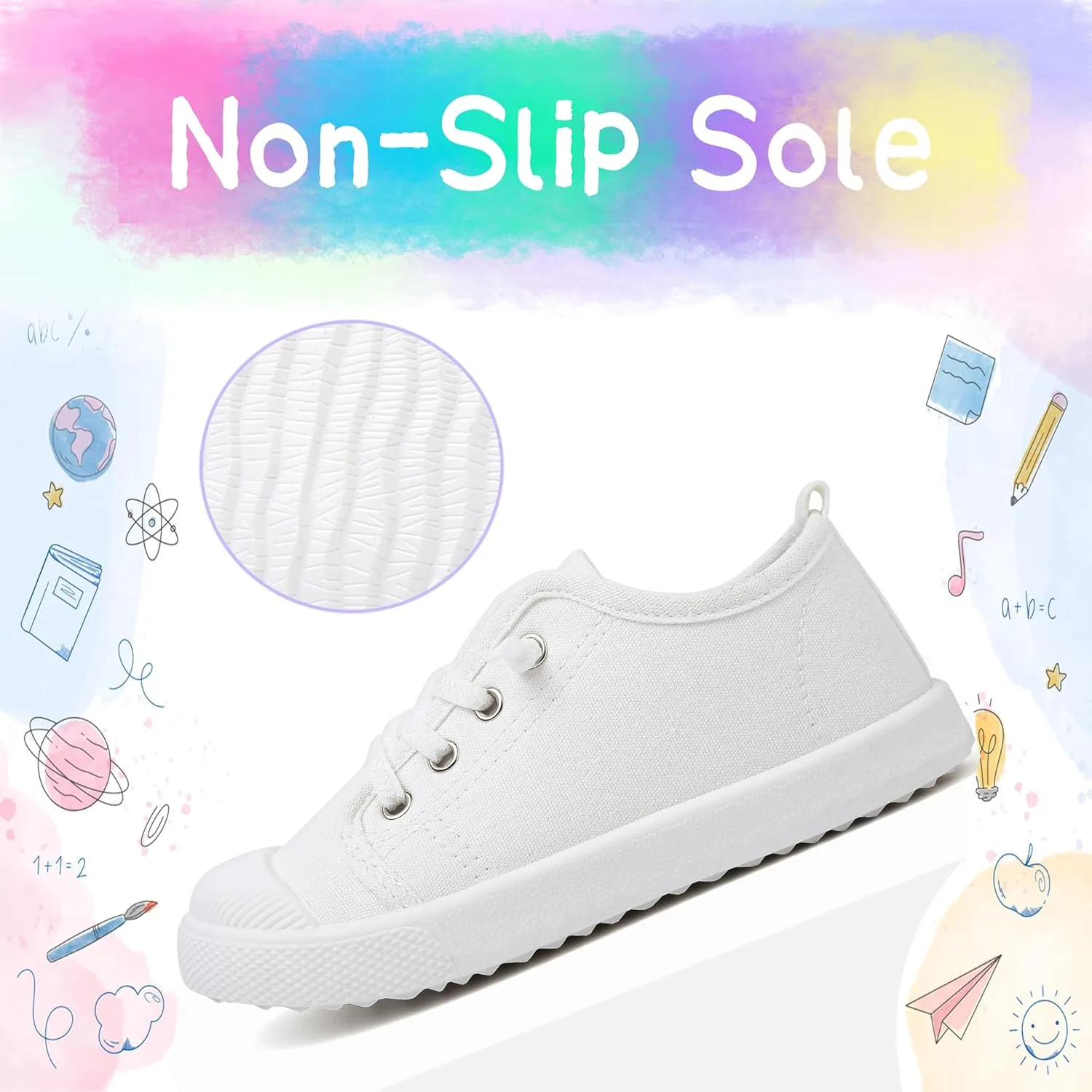 Kids White Shoes Toddlers Canvas Sneakers Slip-on Light Weight Comfortable Causal Running Shoes Skin-Friendly for Boys Girls