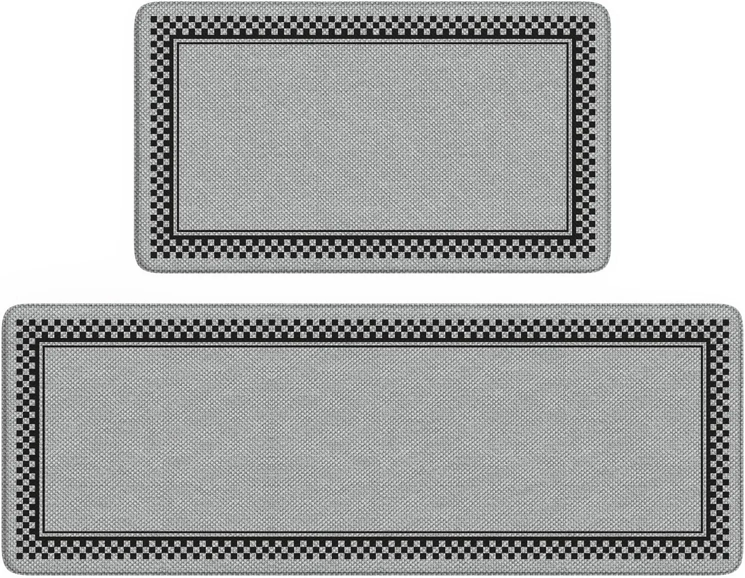 Kitchen Floor Mats Cushioned Anti Fatigue,Kitchen Mats for Floor 2 Piece,Memory Foam Kitchen Rugs Non Slip,Farmhouse Kitchen Rugs for Laundry Bathroom Sink,Grey