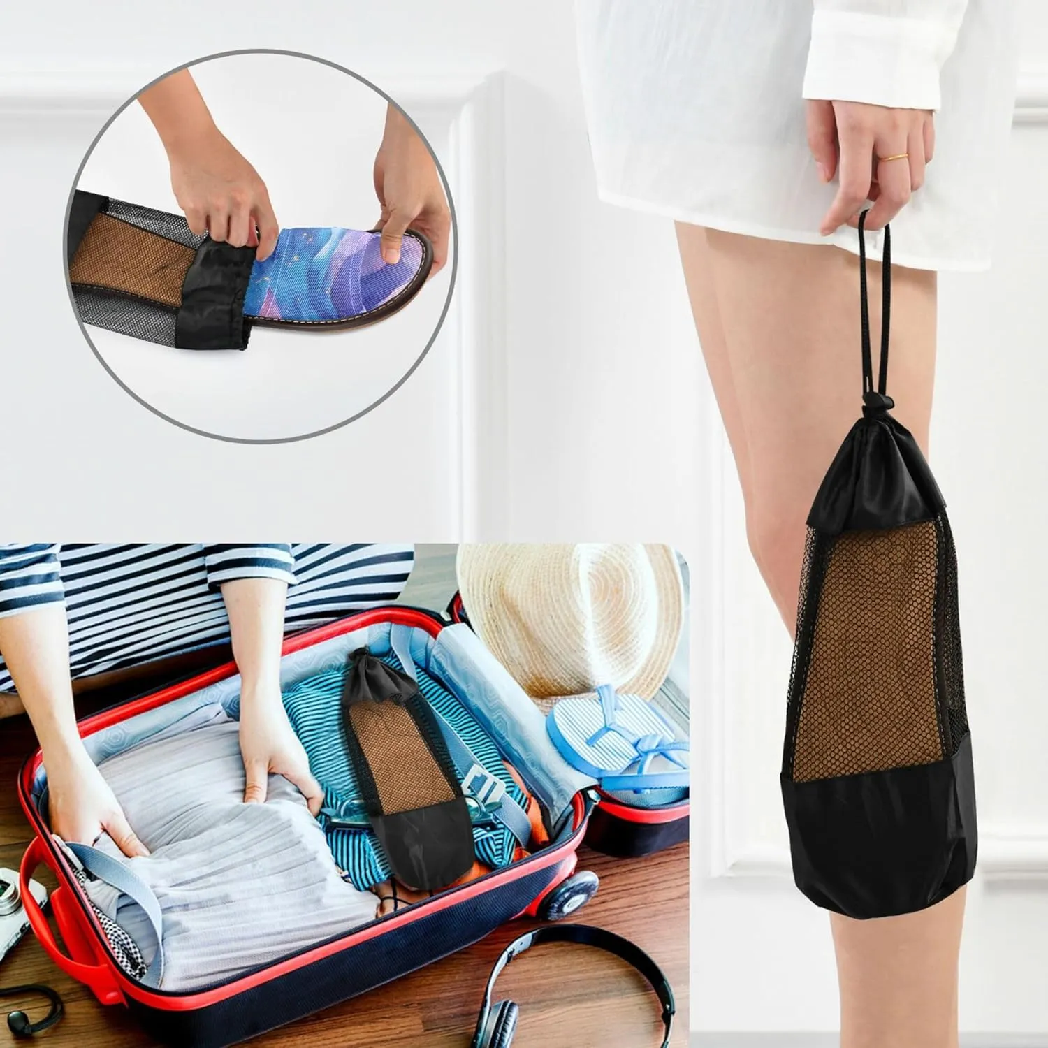 KLL Spa Slippers Indoor Portable Cozy Dorm Home Slides for Airplane Guests Party