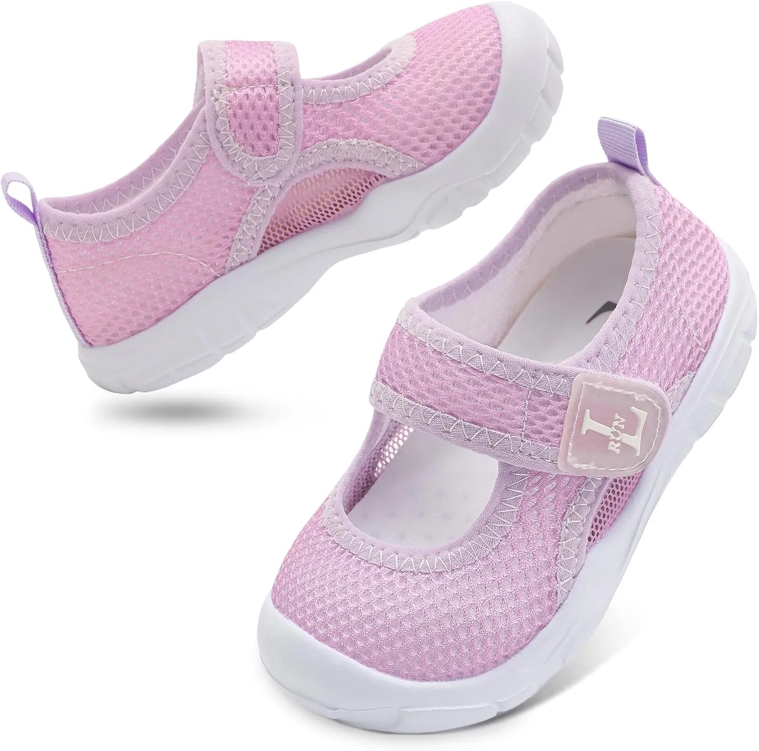 L-RUN Toddler Sandals Summer Boys Girls Adjustable Kids Sandal with Hook Loop Closed-Toe Lightweight Outdoor Sport Sandals