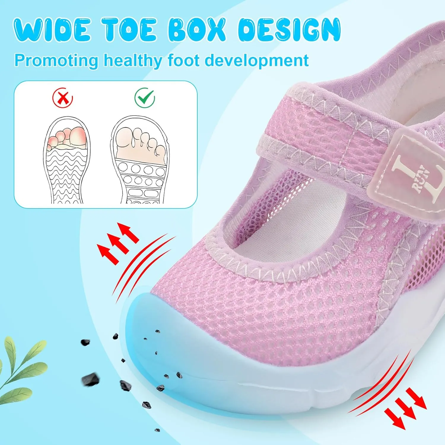 L-RUN Toddler Sandals Summer Boys Girls Adjustable Kids Sandal with Hook Loop Closed-Toe Lightweight Outdoor Sport Sandals