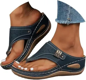 Ladmiple Womens Sandals Comfortable Dressy Arch Support Orthopedic Slippers Summer Vintage Slip On Orthotic Thong Flip Flops