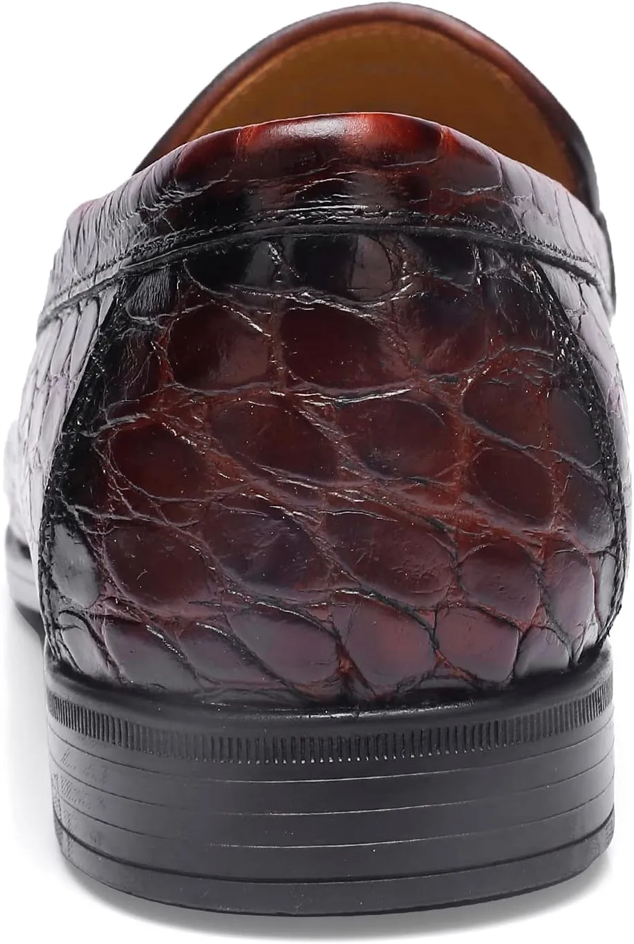Leather Dress Shoes for Men, Classic Crocodile Printed Leather Slip-on Bit Loafer Party Shoes for Men