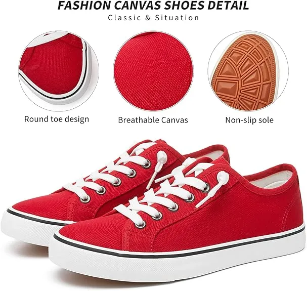 Leisfit Women Canvas Sneaker Slip On Non Slip Shoes