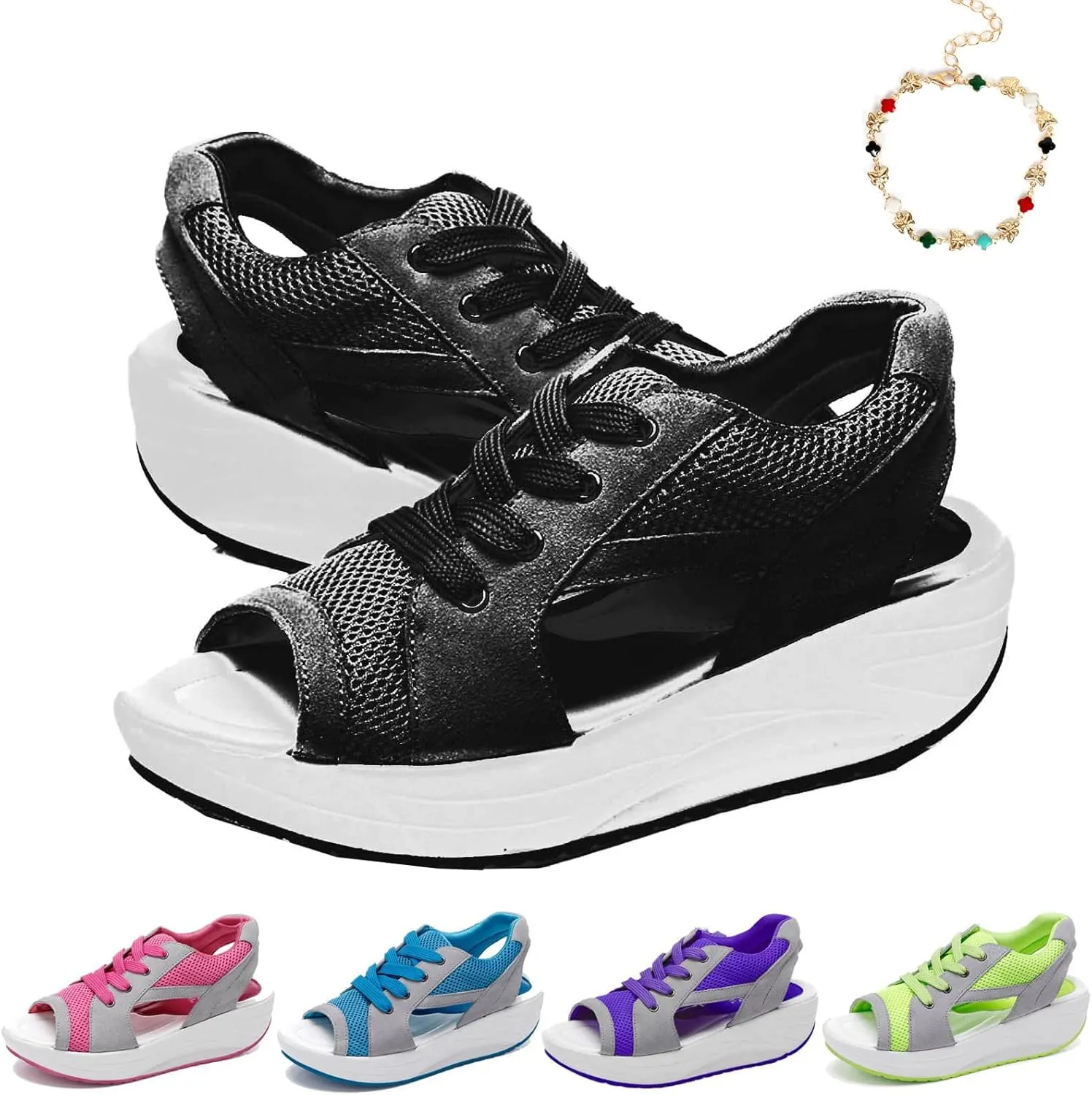LELEBEAR Flair Gifts Sandals, Lace Up Muffin Sandals for Women, Womens Muffin Shoes Sneaker Sandals