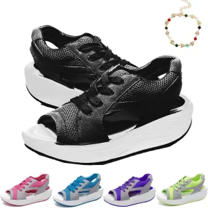 LELEBEAR Flair Gifts Sandals, Lace Up Muffin Sandals for Women, Womens Muffin Shoes Sneaker Sandals