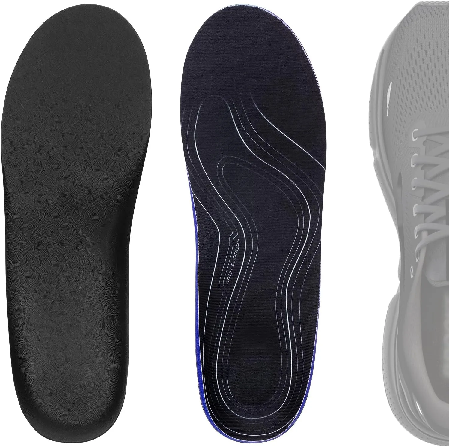Linkidea 2 Pairs Arch Support Shoe Insoles Compatible with Brooks Ghost 15, GTS 23, Anthem 6, Replacement Shoe Inserts, Shock Absorption Cushion (US Men 6.5/Women 8)