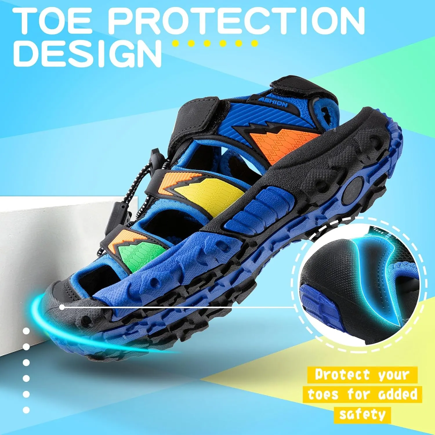 Littleplum Boys Sandals Closed Toe Sport Sandals Summer Shoes for Kids Walking Hiking Athletic Outdoor