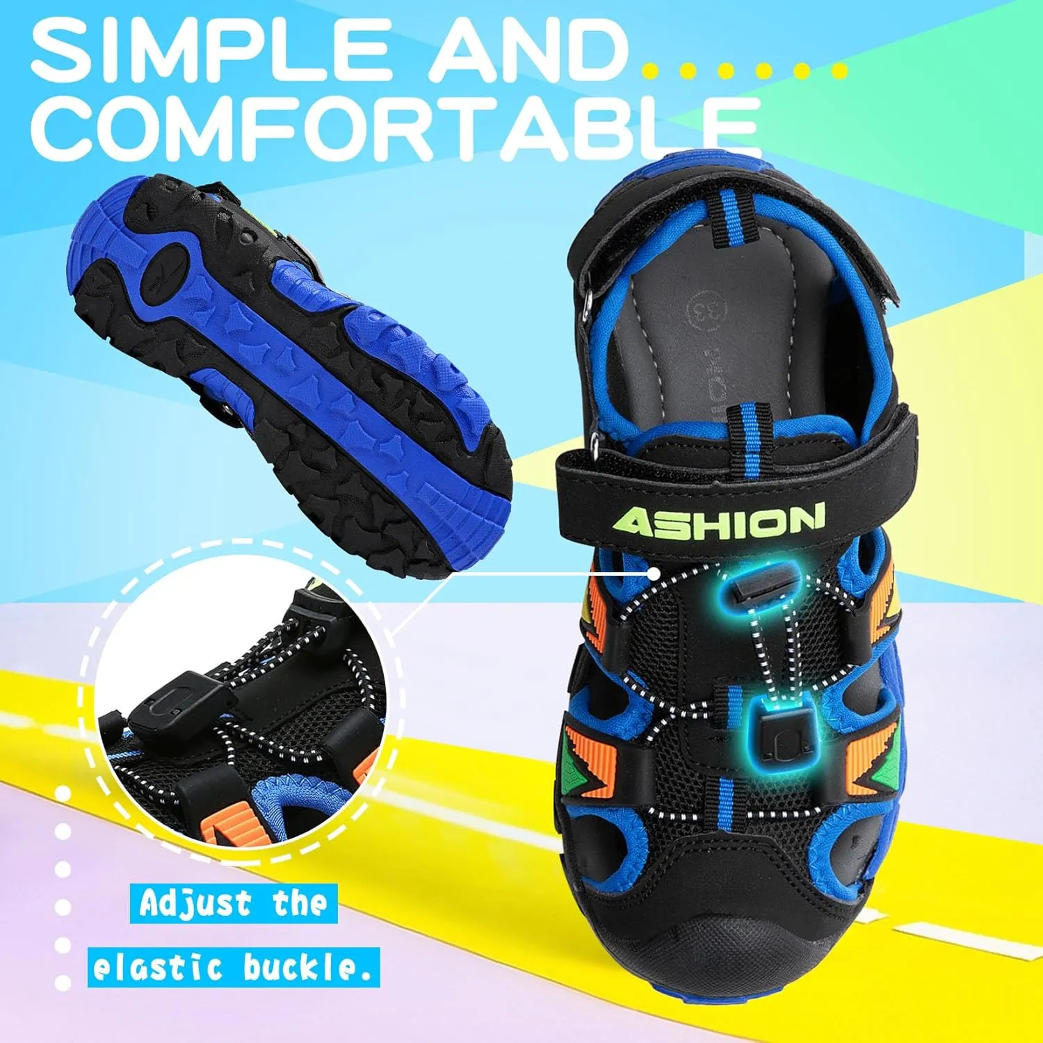 Littleplum Boys Sandals Closed Toe Sport Sandals Summer Shoes for Kids Walking Hiking Athletic Outdoor