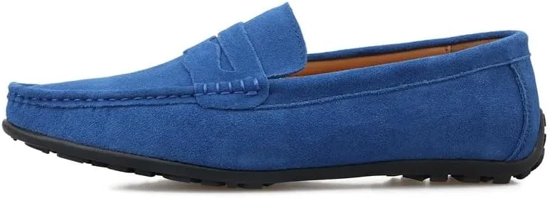 Loafers for Men Apron Toe Suede Vamp Solid Color Penny Loafer Shoe Anti-Slip Slip Resistant Flexible Classic Slip-ons