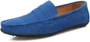 Loafers for Men Apron Toe Suede Vamp Solid Color Penny Loafer Shoe Anti-Slip Slip Resistant Flexible Classic Slip-ons