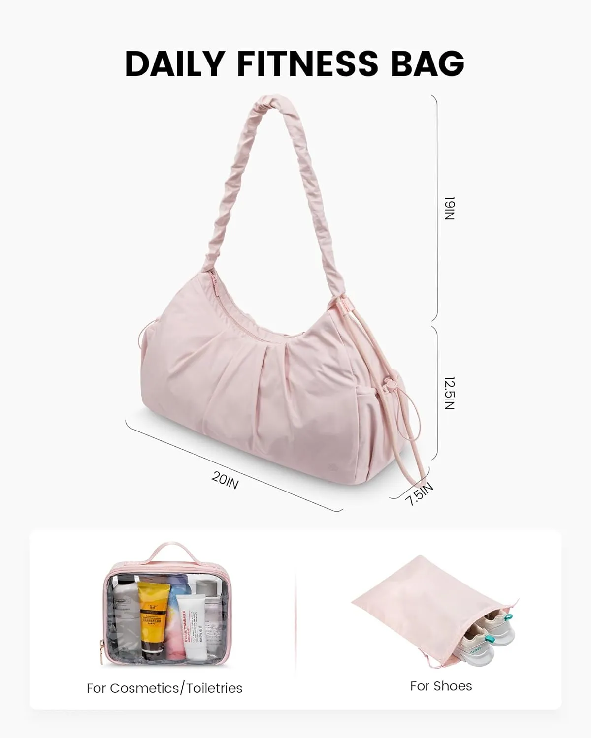 LOVEVOOK Gym Bag for Women, Sports Duffel Bag,Weekender Travel Bag With Wet Pocket, Water Resistant Sports Gym Tote Bags with Hidden Yoga Mat Holder-Pink