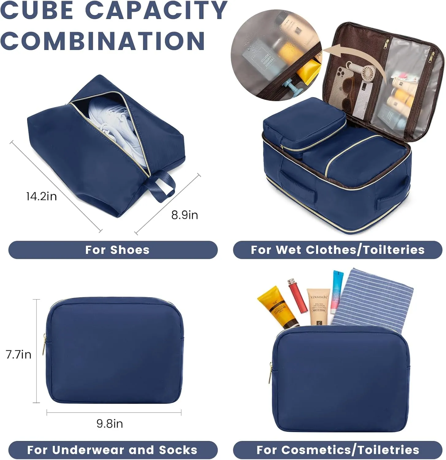 LOVEVOOK Travel Backpack With 3 Packing Cubes,Large Carry on Backpack as Personal Item Airline Approved,50L Waterproof Daypack Travel Bag TSA Fit 18inch Laptop Luggage With USB Charging Port