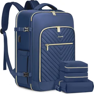 LOVEVOOK Travel Backpack With 3 Packing Cubes,Large Carry on Backpack as Personal Item Airline Approved,50L Waterproof Daypack Travel Bag TSA Fit 18inch Laptop Luggage With USB Charging Port