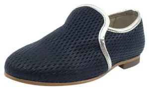 Luccini Slip-On Smoking Loafer, Black Perforated Leather
