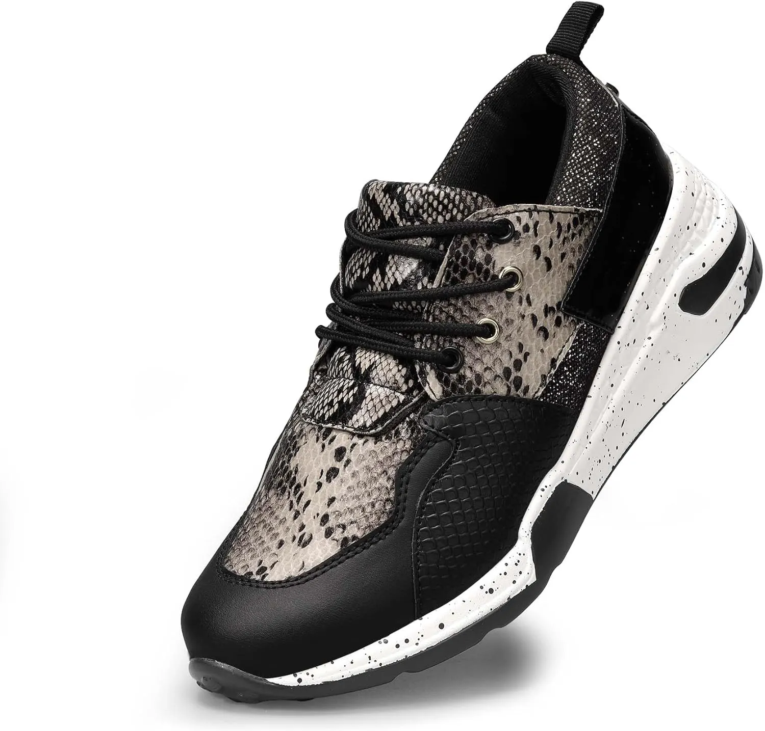 LUCKY STEP Women's High Heel Wedge Sneakers Fashion Cliff Platform Retro Lace Up Casual Shoes