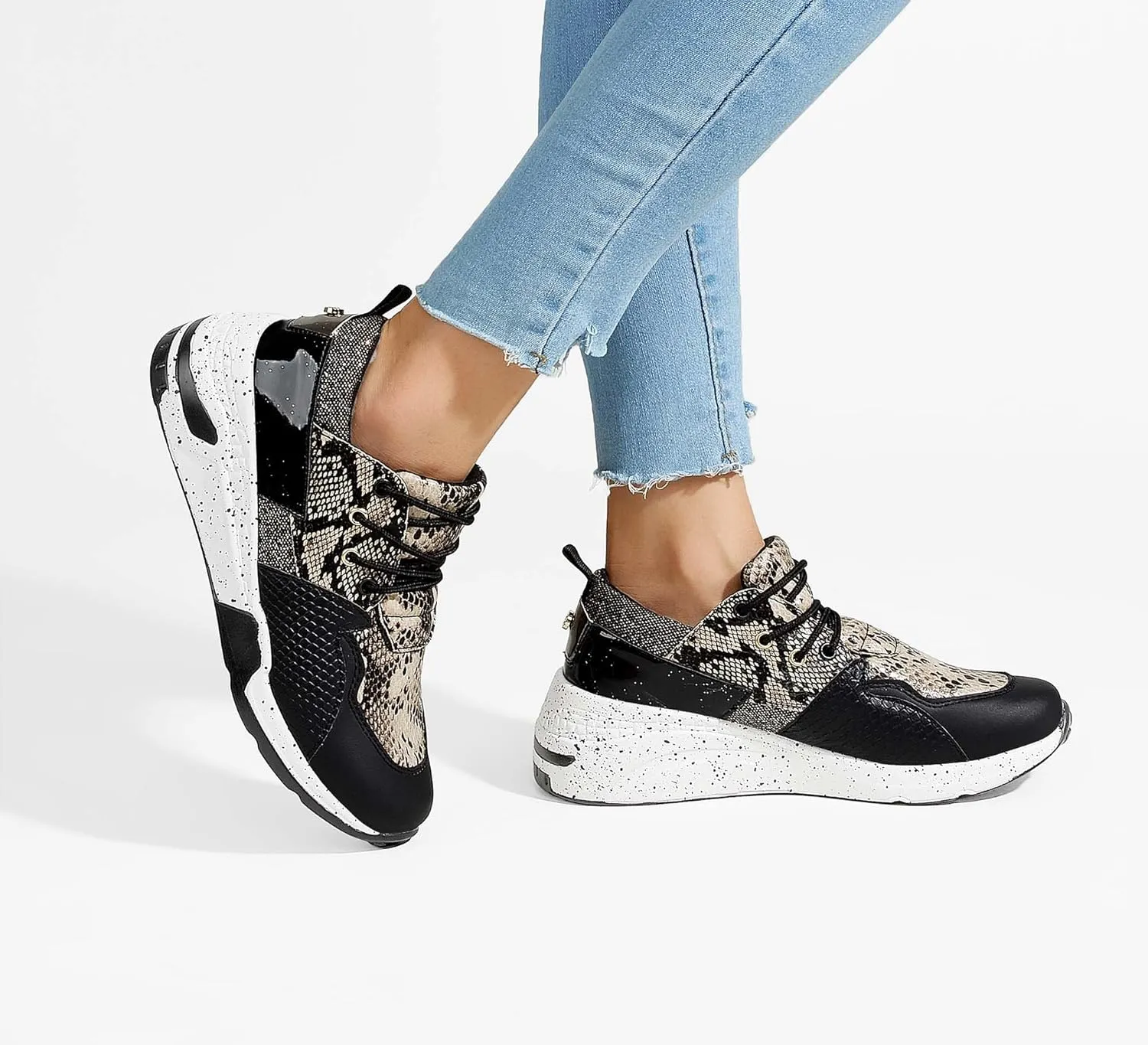 LUCKY STEP Women's High Heel Wedge Sneakers Fashion Cliff Platform Retro Lace Up Casual Shoes