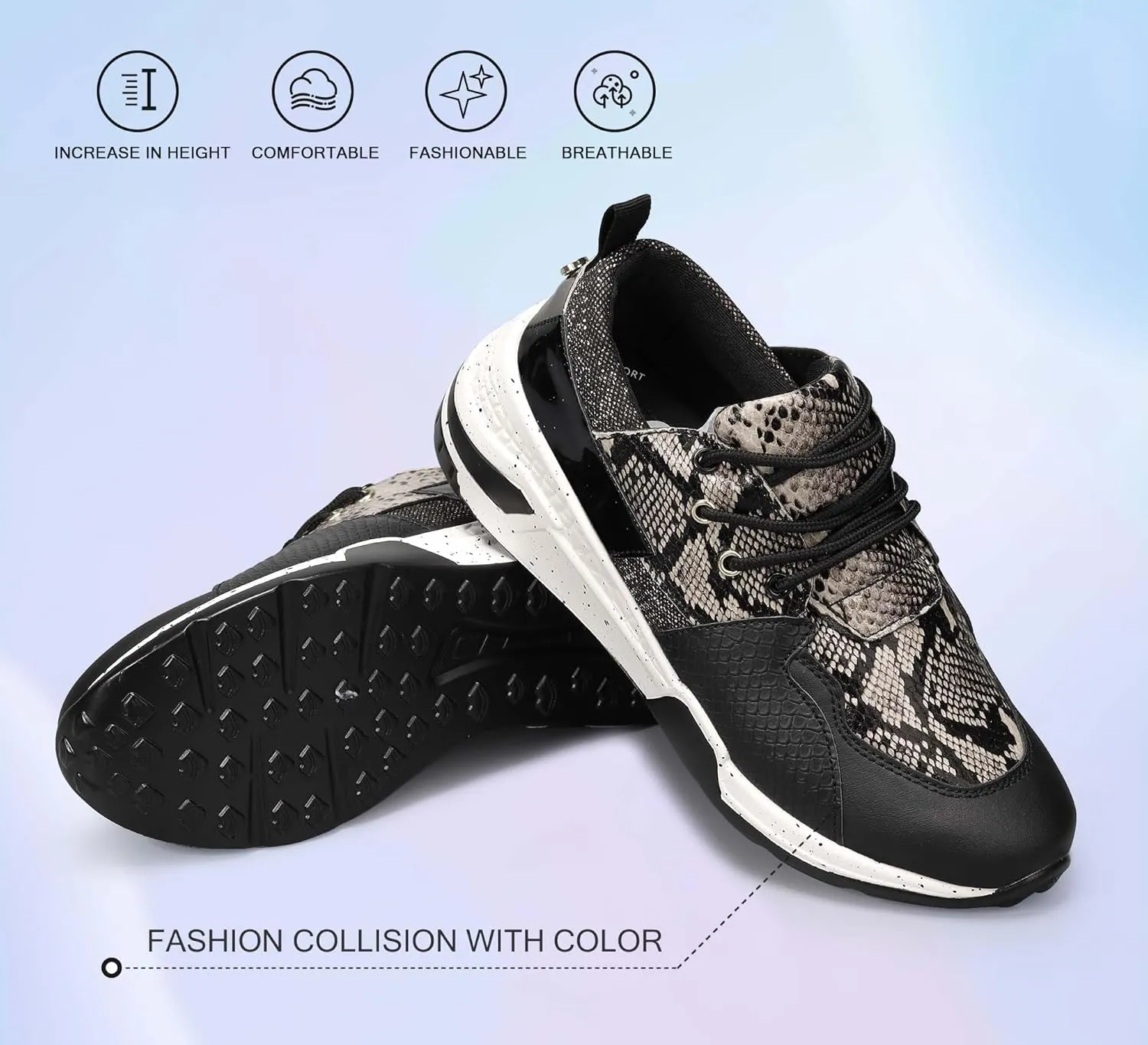 LUCKY STEP Women's High Heel Wedge Sneakers Fashion Cliff Platform Retro Lace Up Casual Shoes