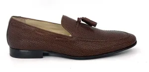 Luis Brown Woven Tassel Loafers