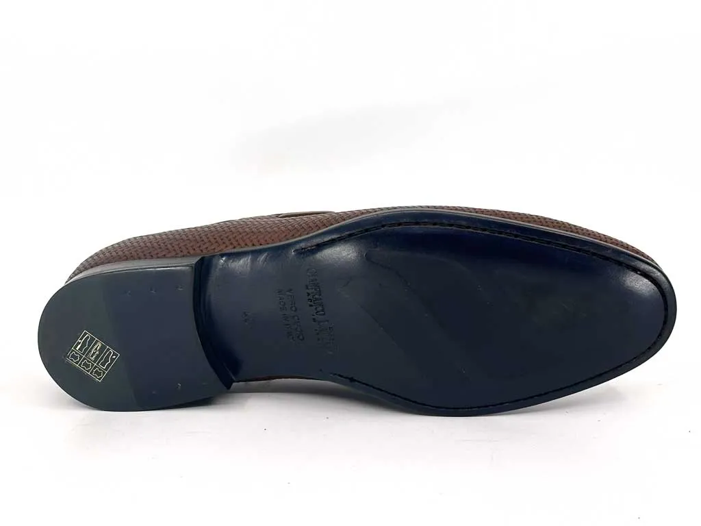 Luis Brown Woven Tassel Loafers