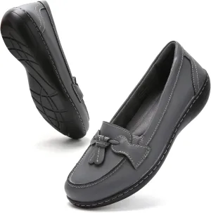 Maichal Loafers for Women Slip On Comfort Leather Tassel Dress Shoes