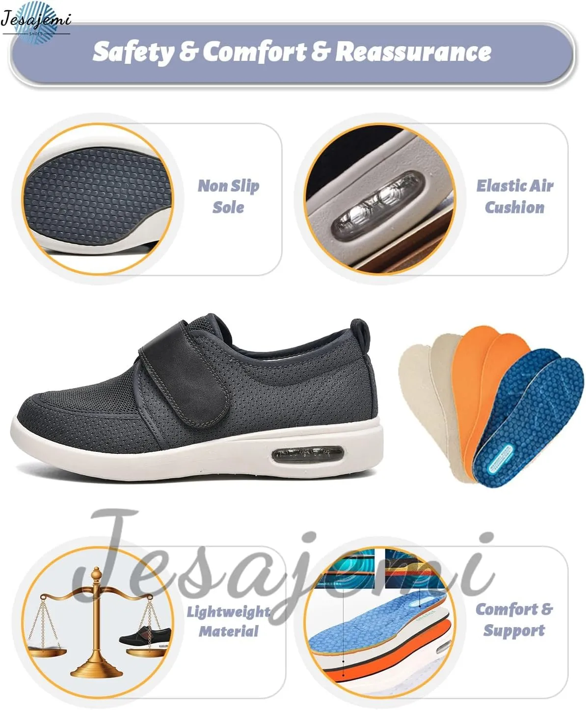 Medical Shoes for Swollen Feet Men Lightweight Slip on Trainers Running Walking Loafer Slip On Sneakers